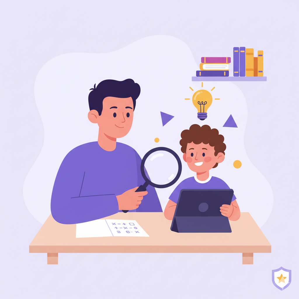 Child taking gentle math assessment